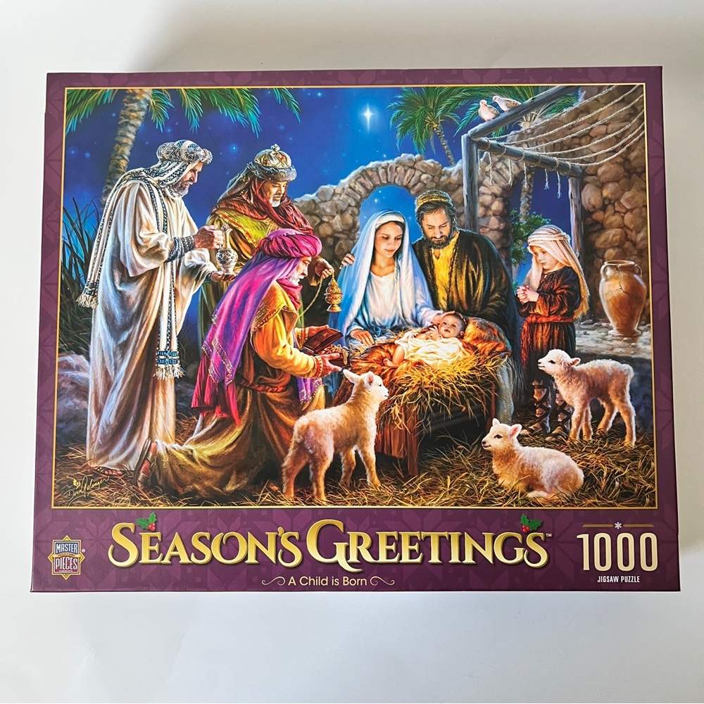 Season's Greetings Nativity Scene Puzzle 1000 Pieces Holiday Christmas Theme